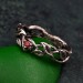 Garnet Twig Silver Ring with Dainty Branch and Petite Leaf Design