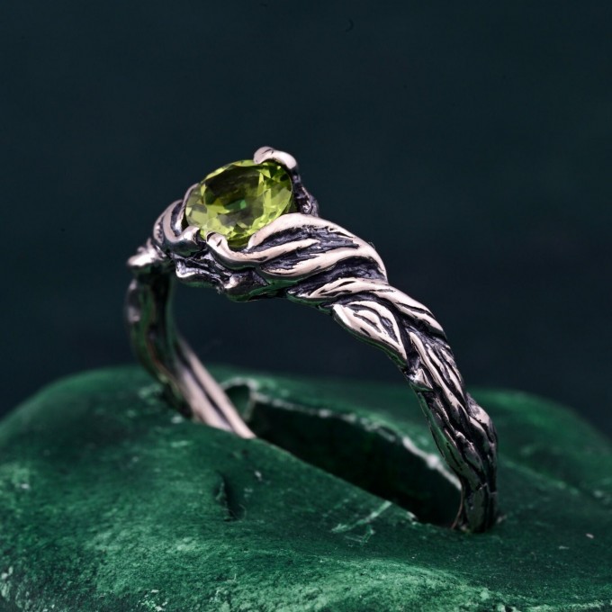 Gothic Elegance Engagement Ring - Nature's Embrace and Woodland Promise Ring