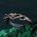 Silver Twig Branch Ring with Garnet Accent - Nature's Gemstone Adornment