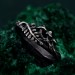 Unisex Gothic Wedding Band – Witchy Statement Ring, Geometric Silver Ring with Mushroom Design, Unique Gothic Jewelry