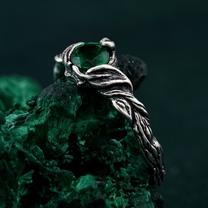 Mystical Darkness Silver Ring - Gothic Elegance Engagement Ring
