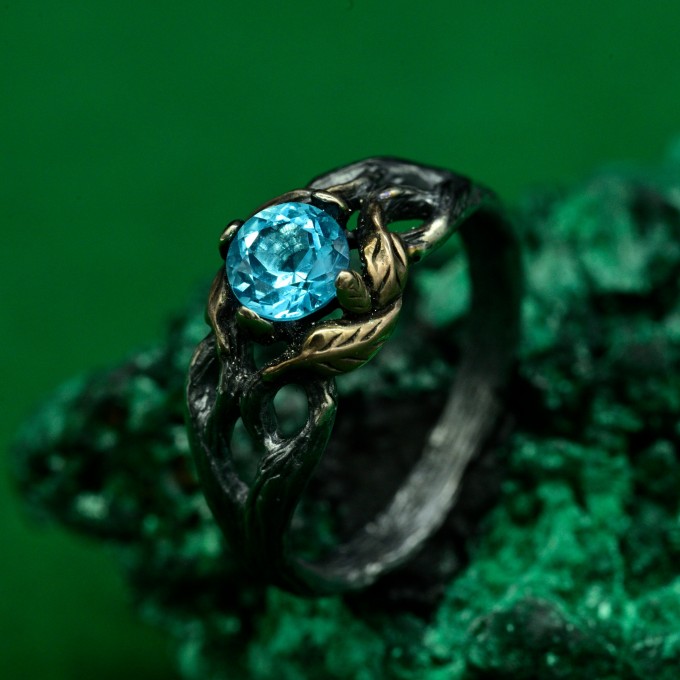 Silver Fairy Twig Engagement Ring: Elvish Leaf Braid Design