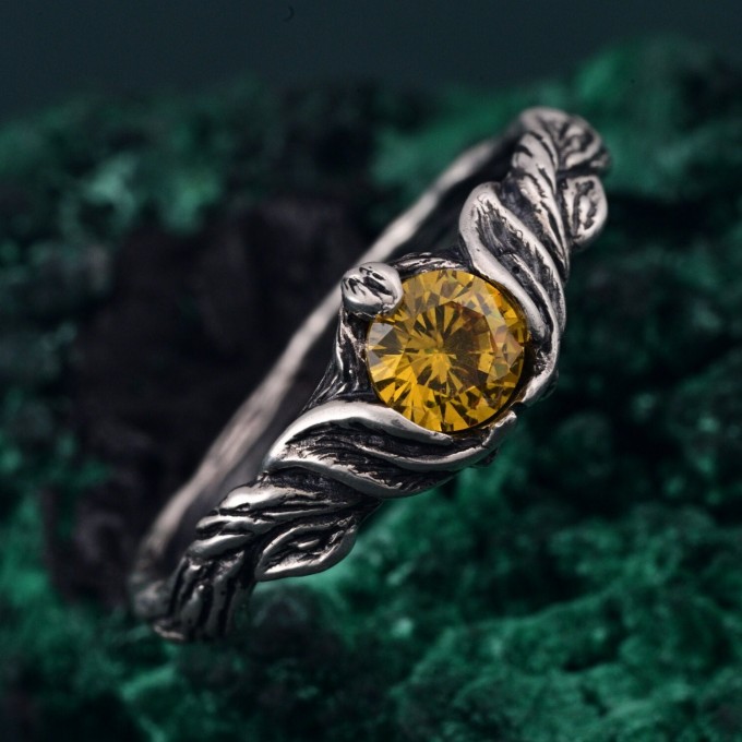 Unique Wood Engagement Ring – Nature's Embrace with Twig of Love Design, Woodland Promise Ring, Rustic Twig Wedding Band