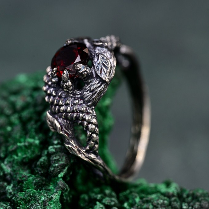 Silver Dragon Scale Ring: Handcrafted Mystical Fantasy Jewelry