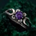 Floral Triple Moon Goddess Ring in Silver