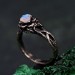 Elven Men's Silver Sapphire Vine Ring – Unique Fantasy Wedding Ring, Nature-Inspired Witchy Jewelry