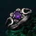 Triple Moon Goddess Ring – Floral Moon Ring, Silver Moon Trio, Celestial Silver Moon Ring, Crescent Goddess Ring, Engagement Ring