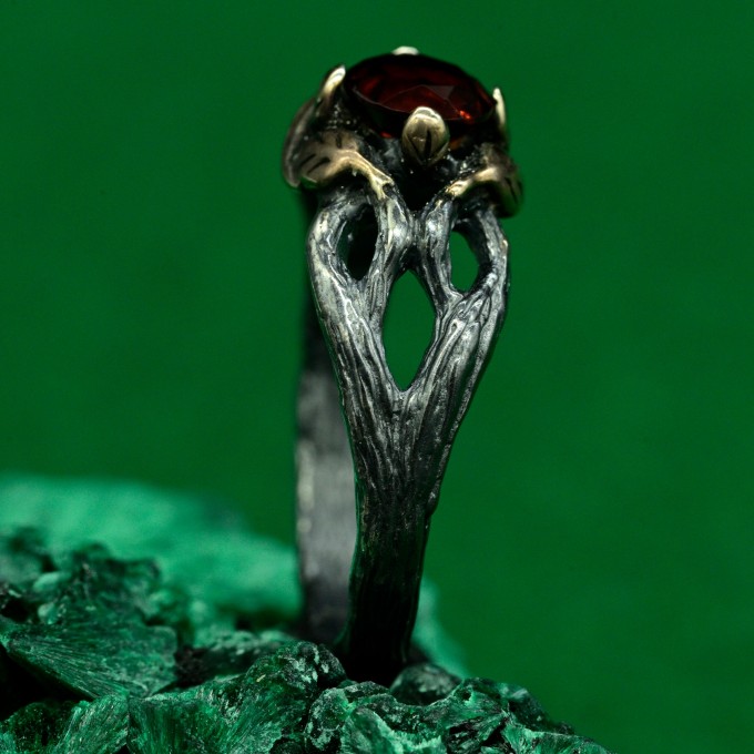 Whispers of the Woods: Gothic Garnet Ring