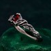 Infernal Grace: Sterling Silver Ring with Deep Red Garnet
