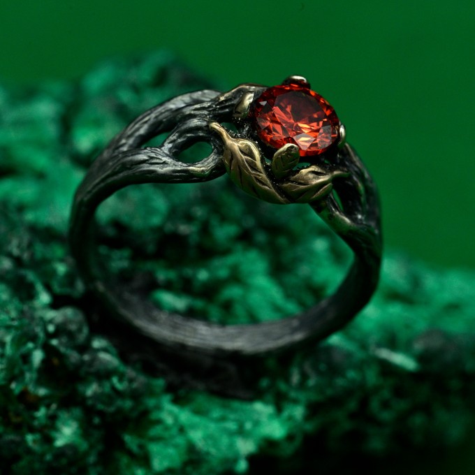 Threads of Fire: Gothic Garnet Ring