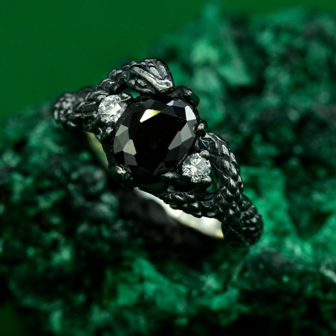 Thorn Snake Ring – Goth Serpent Design, Silver Dragon Scale Jewelry, Fantasy Serpents of the Thorns Style Accessory