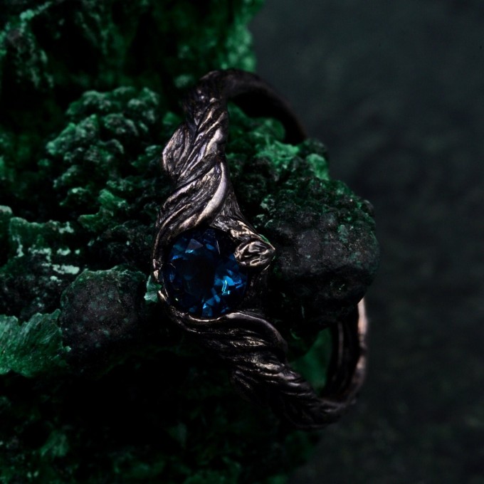 Gothic Noir Sterling Silver Ring - Mystical Darkness Design