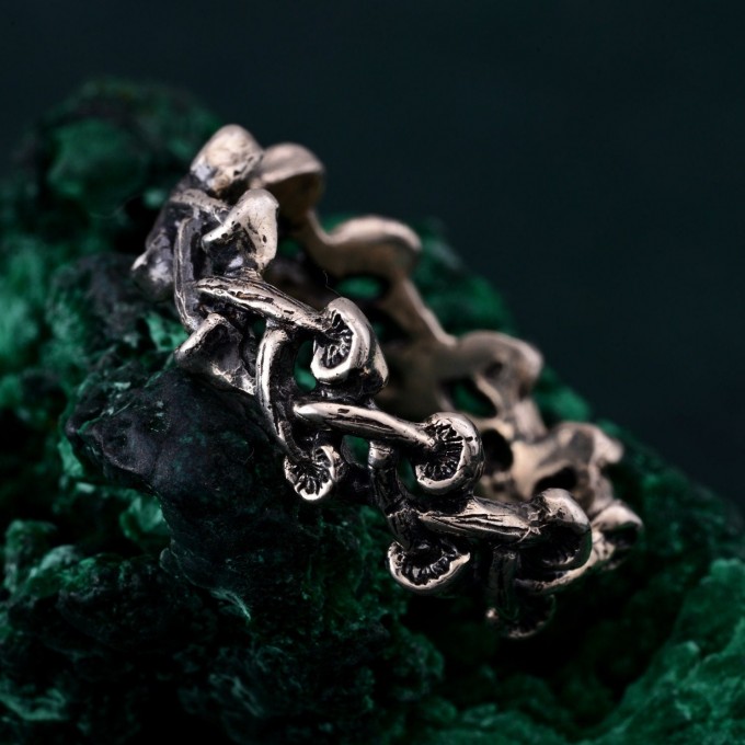 Mushroom Tale Ring - Silver Nature-Inspired Fantasy Forest Symphony Jewelry