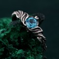 Sterling Silver Fantasy Wedding Ring with Nature Inspired Motif – Nature's Embrace Ring, Enchanted Forest Engagement Ring