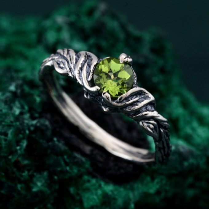 Gothic Elegance Engagement Ring - Nature's Embrace and Woodland Promise Ring