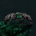 Emerald Blossom Silver Ring – Nature's Elegance with Floral Twig Accent, Dainty Branch Delight Ring Featuring Flower on Silver Twig