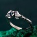 Floral Sterling Silver Ring with Blue Topaz