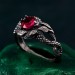 Dragon Scale Silver Ring with Ruby – Handcrafted Gothic Serpent Scale Band