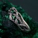 Twisted Branch Silver Ring – Elegant Daily Emerald Jewelry, Nature Texture Emerald Ring, Silver Celtic Vine Design for Couples