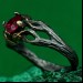 Mystical Forest Ring with Ruby - Leafy Engagement Ring with Branch and Blossom