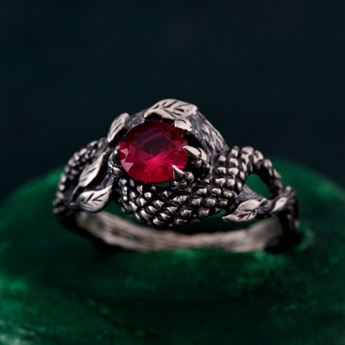 Verdant Lotus Dream Ring – Silver Leaf Accents, Whimsical Amethyst Engagement Band, Nature Fantasy Wedding Ring