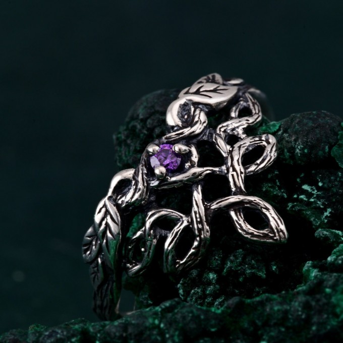 Silver Tree Bark Wedding Band: Vintage Ethereal Woodland Theme Ring