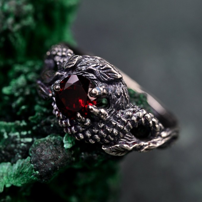 Silver Dragon Scale Ring: Handcrafted Mystical Fantasy Jewelry