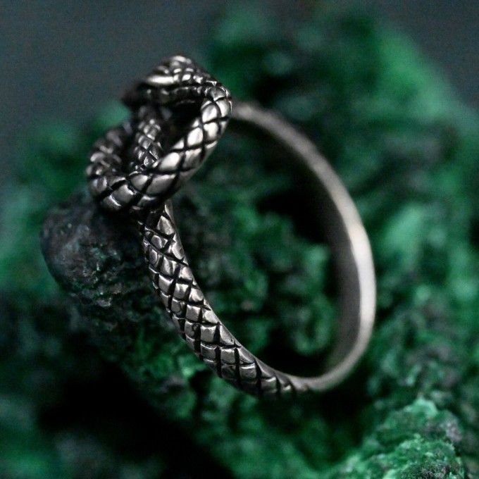 Handcrafted Silver Serpent Gorgon Ring – Unique Gothic Serpentine Symbol of Power