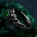 Emerald Lotus Ring – Sterling Silver Twisted Twig Design, Floral Promise Ring, Enchanted Forest Engagement Jewelry for Her
