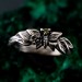 Unique Peridot Twig Engagement Ring - Nature-Inspired Sterling Silver Design with Butterfly