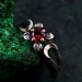 Lunar Trinity Garnet Ring – Triple Goddess Celestial Jewelry