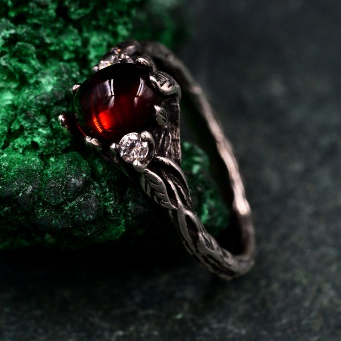 Vintage Fairycore Silver Band – Enchanted Forest Mystical Ring, Ethereal Floral Jewelry, Romantic Nature-Inspired Design
