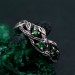 Boho Emerald Braided Ring - Tree Motif Engagement Jewelry