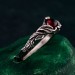 Infernal Grace: Sterling Silver Ring with Deep Red Garnet
