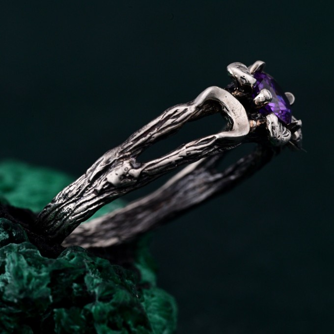 Triple Moon Goddess Ring – Floral Moon Ring, Silver Moon Trio, Celestial Silver Moon Ring, Crescent Goddess Ring, Engagement Ring