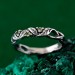 Delicate Leafy Silver Peridot Ring – Graceful Twig and Foliage Band