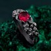Crimson Blossom: Gothic Sterling Silver Ring with Radiant Ruby