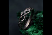 Nature-Inspired Silver Ring, Braided Vine Design for Him & Her, Leafy Engagement Band, Rustic Outdoor Wedding Jewelry