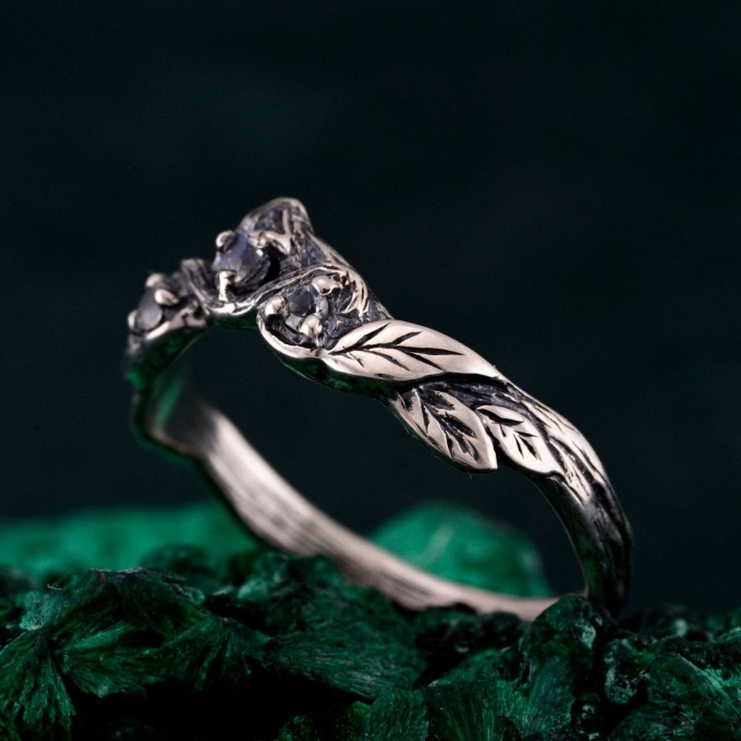Celestial Petals: Gothic Moonstone Ring