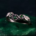Twig & Leaf Floral Silver Ring – Fantasy Nature Motif Engagement Ring