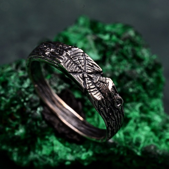 Unique Masculine Wood Texture Engagement Ring – Rustic Forest Wedding Band