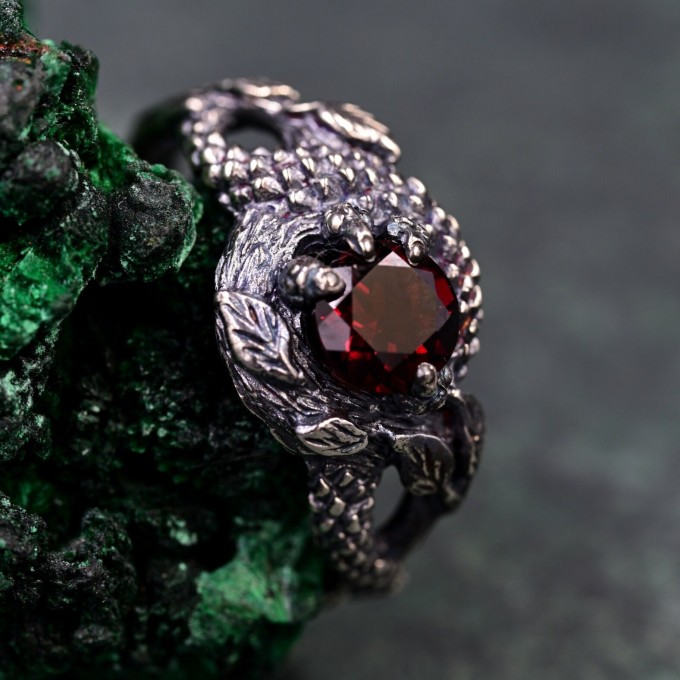 Silver Dragon Scale Ring: Handcrafted Mystical Fantasy Jewelry