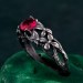 Crimson Blossom: Gothic Sterling Silver Ring with Radiant Ruby