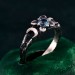 Gothic Silver Ring with Sapphire and Floral Design
