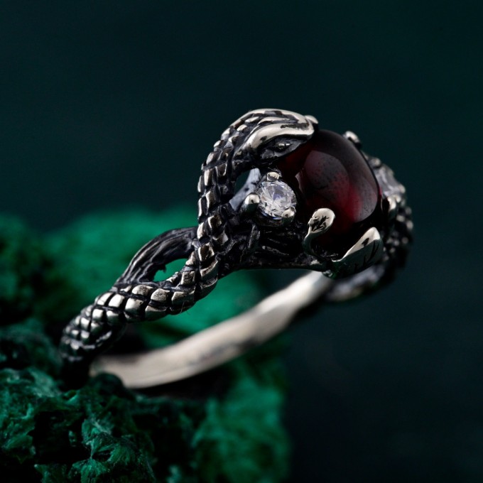 Thorn Snake Ring – Goth Serpent Design, Silver Dragon Scale Jewelry, Fantasy Serpents of the Thorns Style Accessory