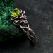 Woodland Lotus Peridot Ring – Sterling Silver Nature-Themed Floral Promise Ring, Unique Jewelry for Women