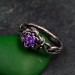 Enchanted Bloom: Gothic Sterling Silver Ring with Amethyst