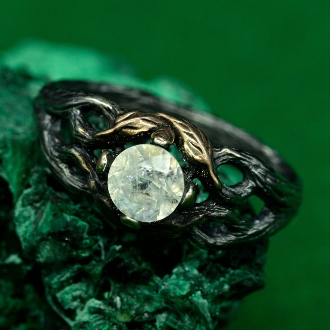 Moonlit Flame Silver Ring with Moonstone