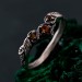 Tiny Branch Engagement Ring with Garnet Leaves in Silver – Wedding Ring Wooden Harmony, Wooden Wedding Branch, Wedding Ring Forest Branch