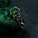 Emerald Lotus Ring – Sterling Silver Twisted Twig Design, Floral Promise Ring, Enchanted Forest Engagement Jewelry for Her